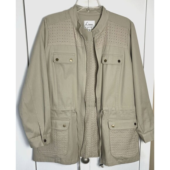 Louis Dell'Olio Jackets & Blazers - Linea by Louis Dell'Olio Womens Tan Cotton Spring Jacket Large